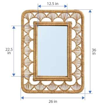 Kouboo Seagrass Frame Wall Mirror - Coastal Chic Style