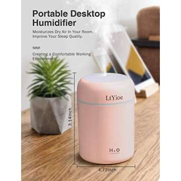 LtYioe Colorful Cool Mini Humidifier, USB Personal Desktop Humidifier for Car, Office Room, Bedroom,...