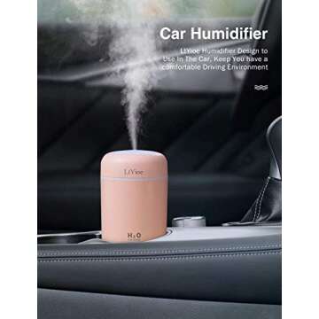 LtYioe Colorful Cool Mini Humidifier, USB Personal Desktop Humidifier for Car, Office Room, Bedroom,etc. Auto Shut-Off, 2 Mist Modes, Super Quiet. (Pink)