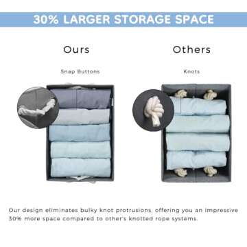 Medium Fabric Storage Bins with Lids 3 Packs,Folding Storage Baskets for Organizing with Cotton Rope Handles,Rectangle Organizer Bins for Magazine with Metal Snap,Gray,12.20"x9.45"x6.69"