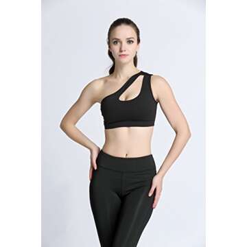 Bakerdani Women's Sexy One Shoulder Sports Bra for Yoga