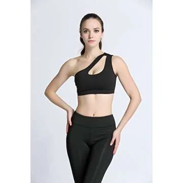 Bakerdani Women's Sexy One Shoulder Sports Bra for Yoga