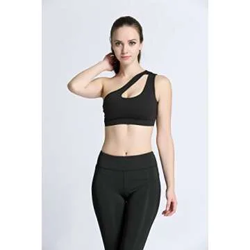 Bakerdani Women's Sexy One Shoulder Sports Bra for Yoga