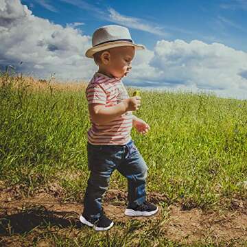 Baby Walking Shoes First Walker Toddler Infant Little Girls Boys Slip-On Wide Chubby Feet Summer Non-Slip Soft Rubber Sole Cute Crib Knit Socks Sneakers Size 5 for 12-18 Months Crawling (Black, 5#21)