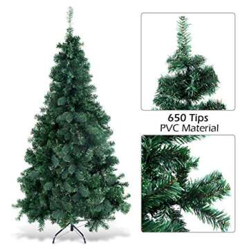 COSTWAY 6Ft Artificial PVC Christmas Tree W/Stand Holiday Season Indoor Outdoor Green