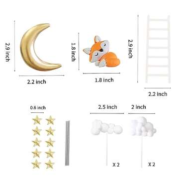 Whimsical Woodland Animal Cake Toppers - Fox, Moon & Stars Decorations
