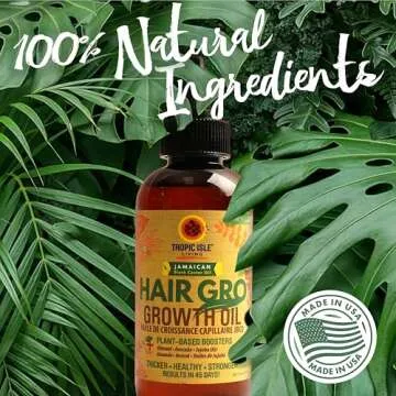 Tropic Isle Living Hair Gro Growth Oil 4oz | Organic Jamaican Black Castor Oil with Almond, Avocado & Jojoba Oils | Promotes Hair Growth | Prevents Breakage, Hair Loss, Shedding