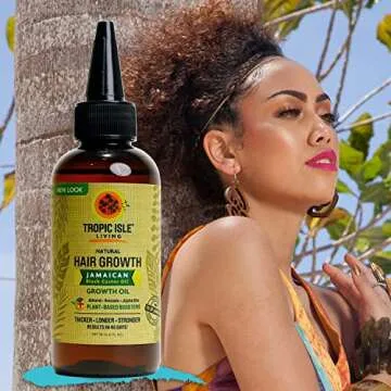 Tropic Isle Living Hair Gro Growth Oil 4oz | Organic Jamaican Black Castor Oil with Almond, Avocado & Jojoba Oils | Promotes Hair Growth | Prevents Breakage, Hair Loss, Shedding