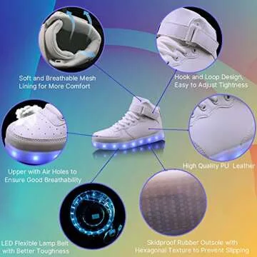 WONZOM High Top LED Light Up USB Sneakers for All