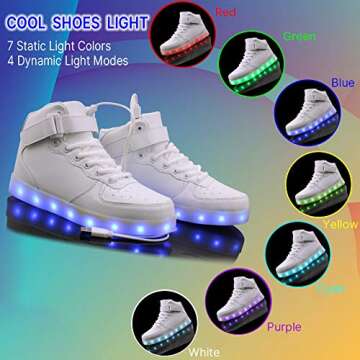 WONZOM High Top LED Light Up USB Sneakers for All