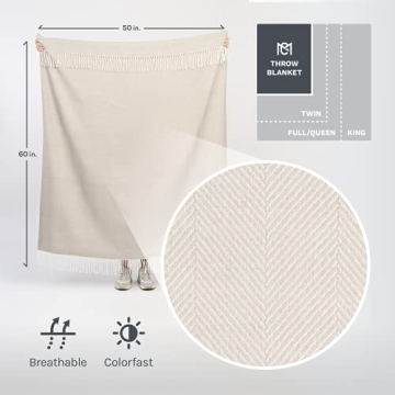 Herringbone Throw Blanket - Cozy Woven Soft Design