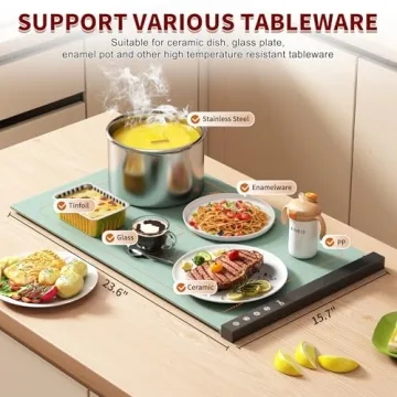 Portable Food Warming Mat with Adjustable Timing