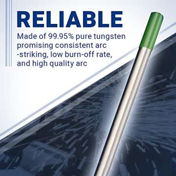 Midwest Tungsten Service TIG Welding Tungsten Electrodes 10-Pack (Green - Pure Tungsten (WP, EWP), 3/32")