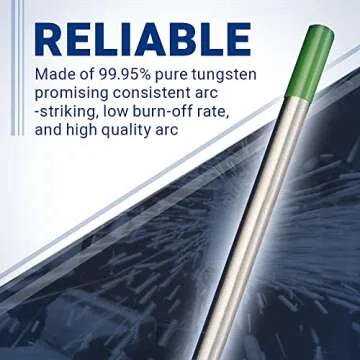 Midwest Tungsten Service TIG Welding Tungsten Electrodes 10-Pack (Green - Pure Tungsten (WP, EWP), 3/32")