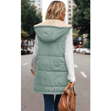 Versatile ECOWISH Women Long Puffer Vest for All Seasons