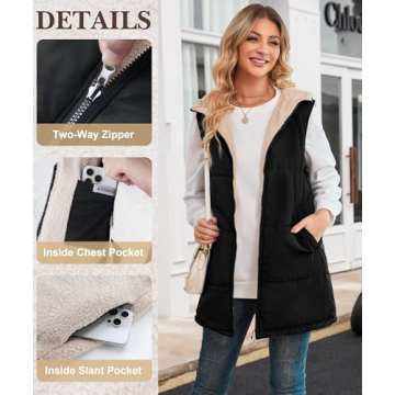 Versatile ECOWISH Women Long Puffer Vest for All Seasons