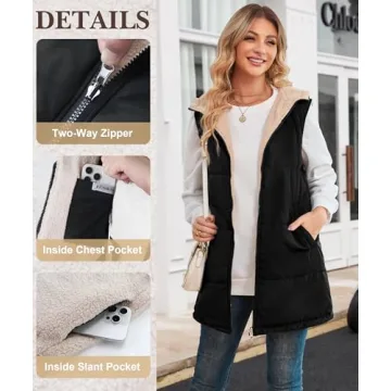 Versatile ECOWISH Women Long Puffer Vest for All Seasons