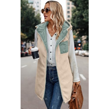 Versatile ECOWISH Women Long Puffer Vest for All Seasons