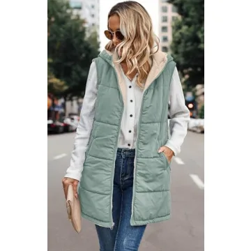 Versatile ECOWISH Women Long Puffer Vest for All Seasons