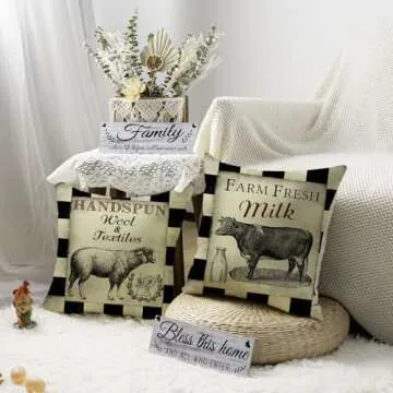 Vintage Farmhouse Animal Pillow Covers for Rustic Decor