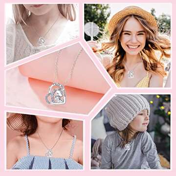 M&Ostyle I Love You Necklace for Girls Crystal Heart Pendant Necklaces Jewelry Gifts for Girls Daughter Granddaughter Niece Birthday