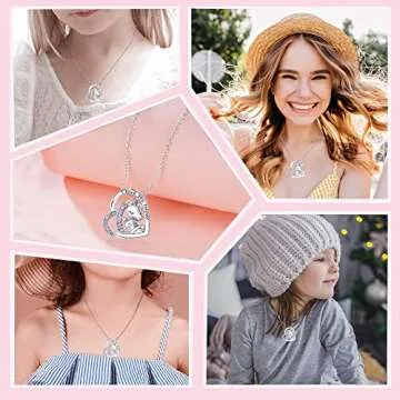 M&Ostyle I Love You Necklace for Girls Crystal Heart Pendant Necklaces Jewelry Gifts for Girls Daughter Granddaughter Niece Birthday