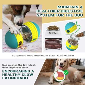 BSISUERM Dog Puzzle Toy Adjustable Treat Dispensing Ball Food Dispenser Tough Slow Feeder Puppy Enrichment Training Toy Pet Interactive Chase Toys for Small Medium Large Dogs to Keep Them Busy, Green