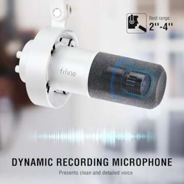 FIFINE Recording Microphone Pack with Gaming Audio Mixer, XLR/USB Dynamic Microphone with Gain Knob,...