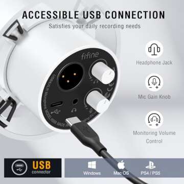 FIFINE Recording Microphone Pack with Gaming Audio Mixer, XLR/USB Dynamic Microphone with Gain Knob, Headphones Monitor, Mute Button, Streaming PC Mixer with Slider Fader, XLR Interface (K688W+SC3W)