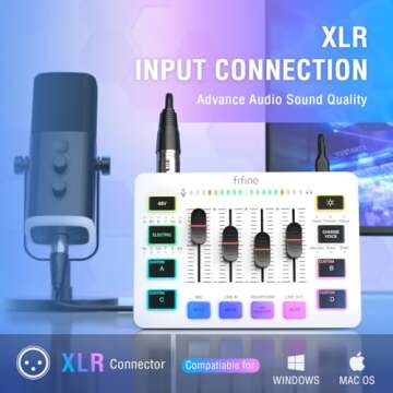 FIFINE Recording Microphone Pack with Gaming Audio Mixer, XLR/USB Dynamic Microphone with Gain Knob, Headphones Monitor, Mute Button, Streaming PC Mixer with Slider Fader, XLR Interface (K688W+SC3W)