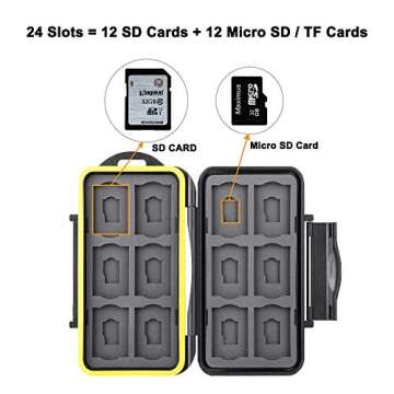 TKDY Micro SD Card Holder, 24 Slots Water-Resistant Anti-Shock Memory Card Wallet for 12 SDHC SDXC C...