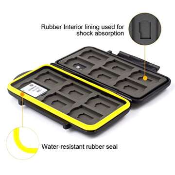 TKDY Micro SD Card Holder, 24 Slots Water-Resistant Anti-Shock Memory Card Wallet for 12 SDHC SDXC Cards and 12 TF Micro SD Cards.