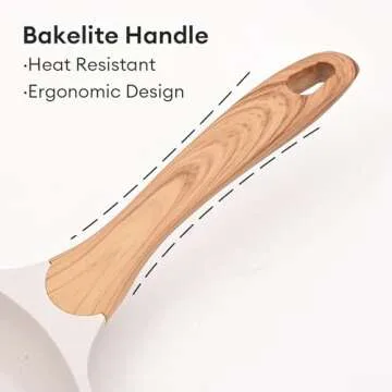 JEETEE Nonstick Frying Pans Skillet with Lid, 8" Granite Non-Stick Frying pan, Aluminum Pans with Bakelite Handle, Compatible with All Stovetops (Gas, Electric & Induction), Beige