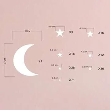 Moon and Stars Wall Decal Vinyl Stickers for Kids