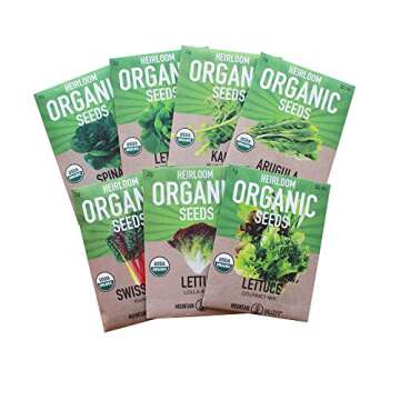 7 Varieties of Leafy Power Green Organic Seeds, Non-GMO Seeds for Planting, Heirloom Seeds - Spinach...