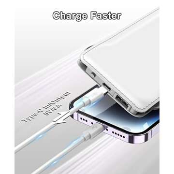 Cell Phone Portable Charger with Built in Lightning and Android Cables Power Bank 10000mah External Battery Packs, USB-C Portable Battery Backup Charger Compatible with iPhone16/15 and Android Phones