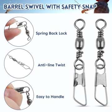 High Strength JSHANMEI Fishing Swivels Snap Swivels - 100pcs