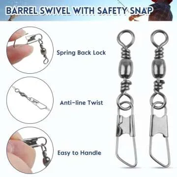 High Strength JSHANMEI Fishing Swivels Snap Swivels - 100pcs