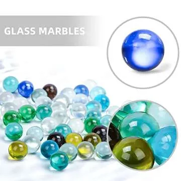 POPLAY 50 PCS Beautiful Player Marbles Bulk for Marble Games, Multiple Colors(1 Whistle)