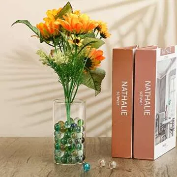 POPLAY 50 PCS Beautiful Player Marbles Bulk for Marble Games, Multiple Colors(1 Whistle)