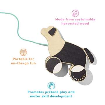 LOVEVERY Pull Pup Wooden Toy for Toddlers
