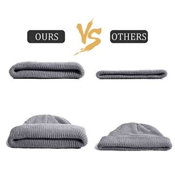 SATINIOR 4 Pieces Trawler Beanie Watch Hat Roll up Edge Skullcap Fisherman Beanie Unisex (Lake Blue, Green Grey, Navy Blue, Grey)