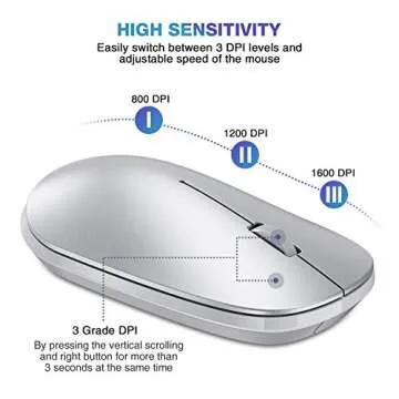 OMOTON Bluetooth Mouse for iPad and iPhone (iPadOS 13 / iOS 13 and Above), Ultra-Thin Wireless Mouse Compatible with Bluetooth Enabled Computer, Laptop, PC, Notebook, and Mac Series (Silver)