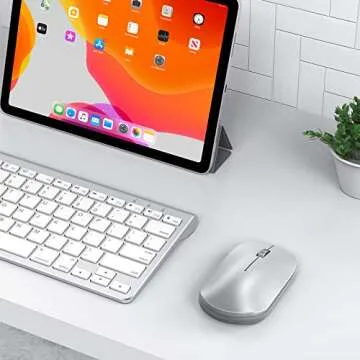 OMOTON Bluetooth Mouse for iPad and iPhone (iPadOS 13 / iOS 13 and Above), Ultra-Thin Wireless Mouse Compatible with Bluetooth Enabled Computer, Laptop, PC, Notebook, and Mac Series (Silver)