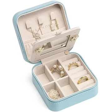 Vlando Small Travel Jewelry Box Organizer - Display Case for Girls Women Gift Rings Earrings Necklac...