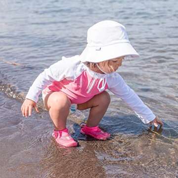 i Play Breathable Infant Toddler Bucket Sun Protection & Swim Hat (White, 2T-4T)