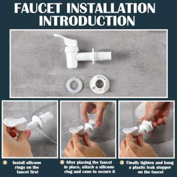 Soaoo 3 Set 67.6 oz Liquid Laundry Detergent Dispenser with Faucet and Cup Holder Labels Plastic Fabric Softener Container Detergent Drip Catcher for Laundry Room Washing Soap