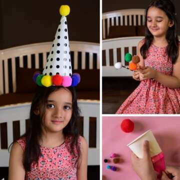 Adeweave 1.5 Inch Pom poms –100 Soft and Fluffy Craft Pom Pom Balls – Multicolor Craft Supplies Pompoms for Arts and Crafts in a Reusable Box, Large Puff Ball Ideal for DIY and School Activities