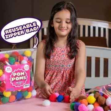 Adeweave 1.5 Inch Pom poms –100 Soft and Fluffy Craft Pom Pom Balls – Multicolor Craft Supplies Pompoms for Arts and Crafts in a Reusable Box, Large Puff Ball Ideal for DIY and School Activities