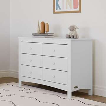 Graco Noah 6 Drawer Bedroom Dresser (White) – GREENGUARD Gold Certified Nursery Dresser for Kids B...